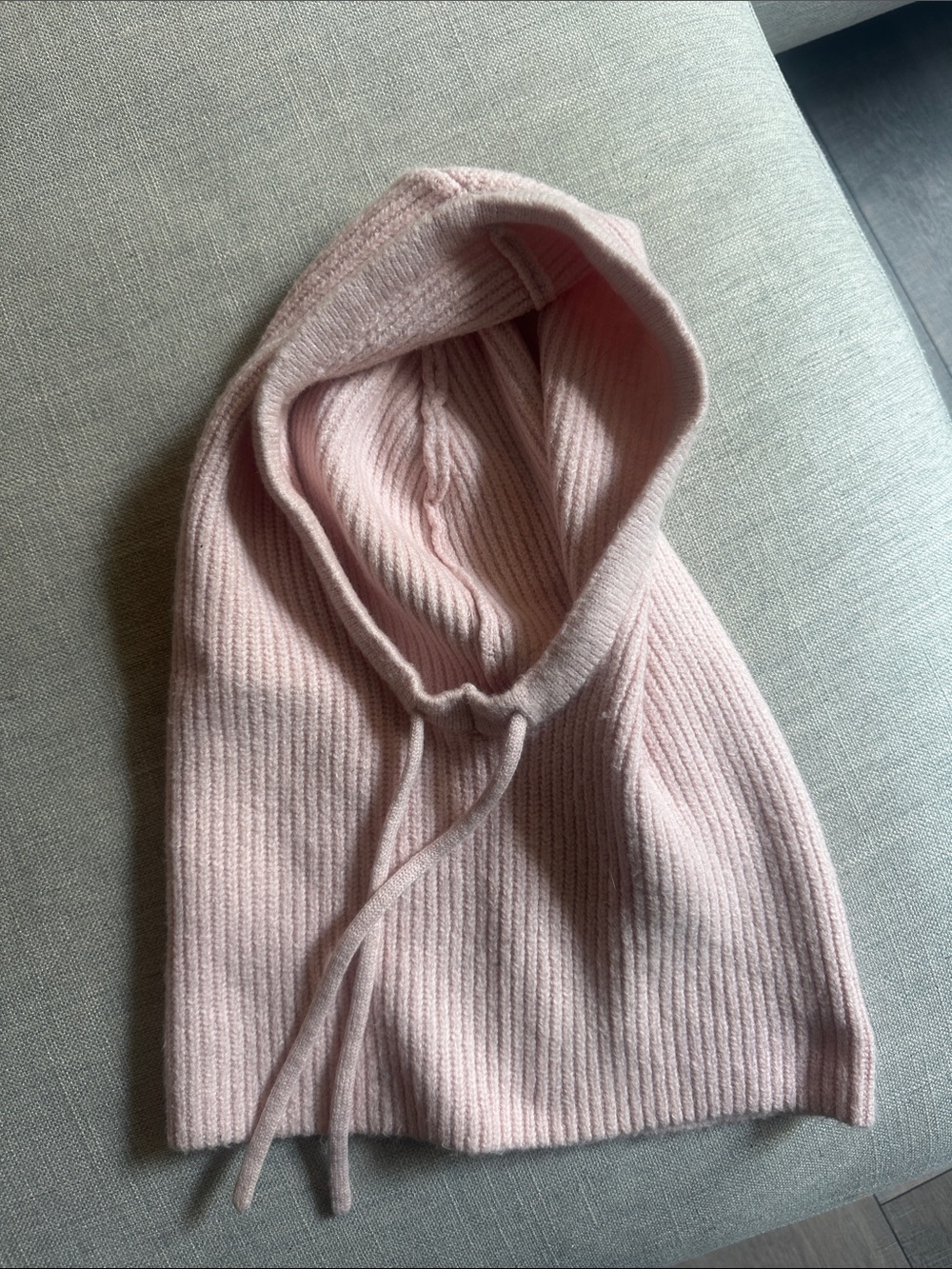 Soft Pink Ribbed balaclava